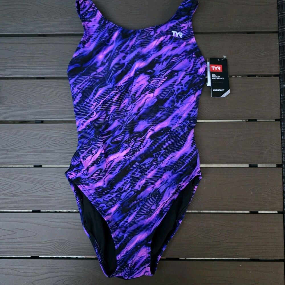 TYR Women's Durafast Lite Cadence Purple Maxfit One Piece Women Swim Sz 38 New
